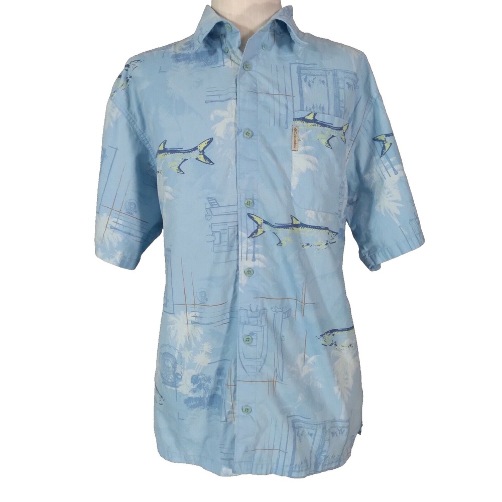 Columbia shirt men's XL extra large blue River Lodge vented back Outdoor Fishing